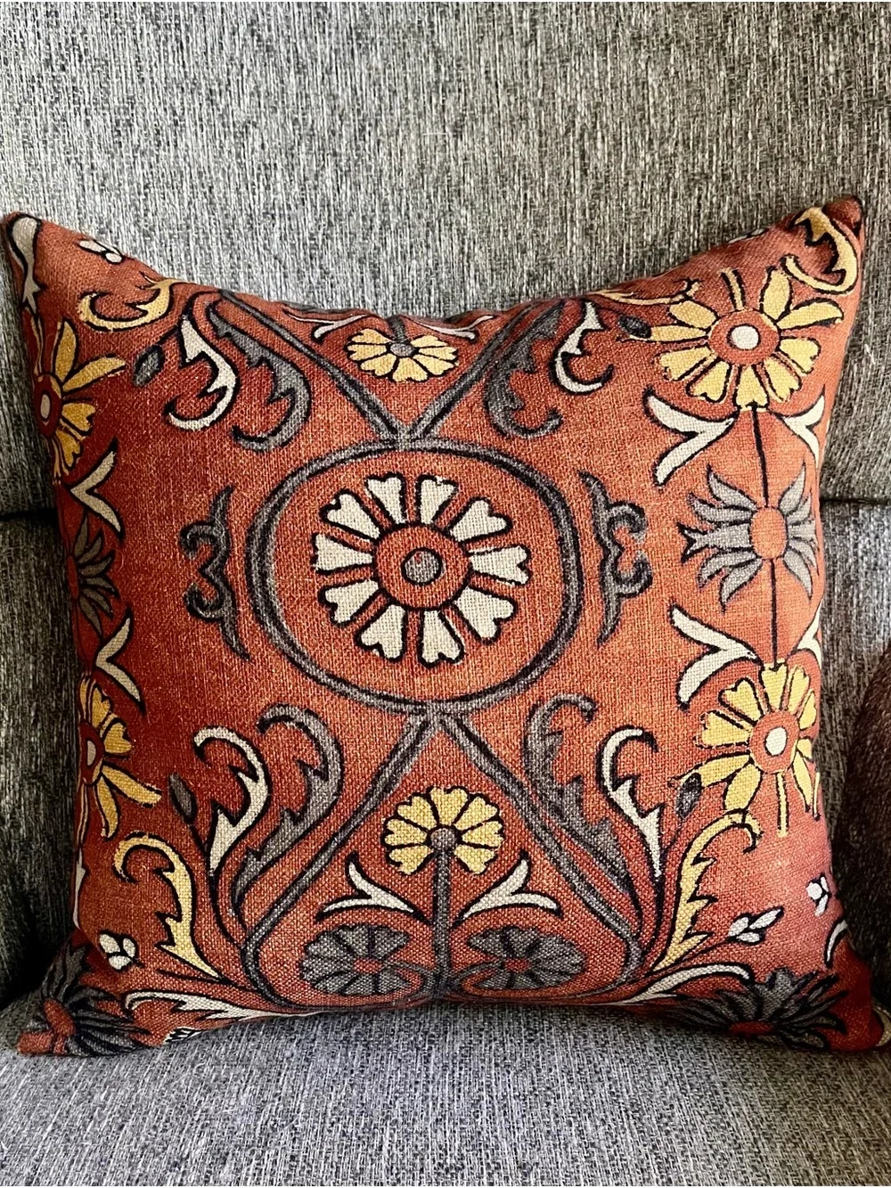 1 Rust Floral Decorative Throw Pillow Cover - Unbranded